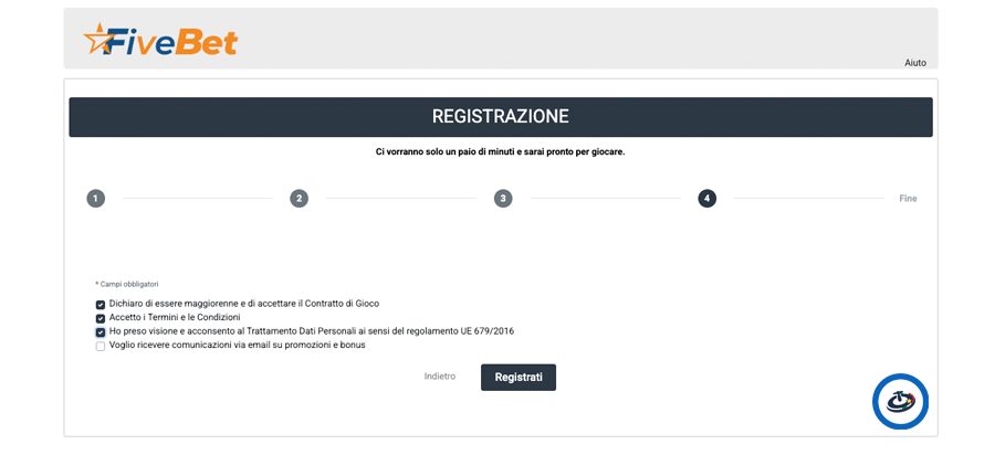 Modulo di registrazione